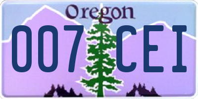 OR license plate 007CEI