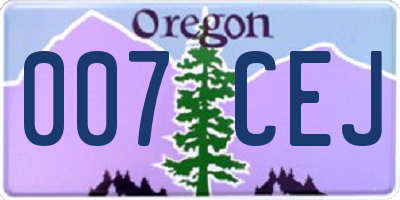 OR license plate 007CEJ