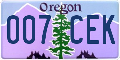 OR license plate 007CEK