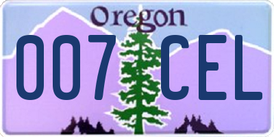OR license plate 007CEL