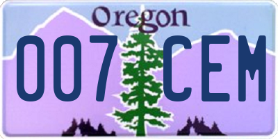 OR license plate 007CEM