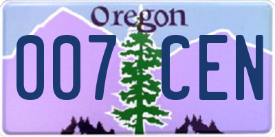 OR license plate 007CEN