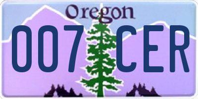 OR license plate 007CER
