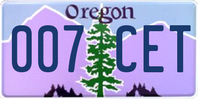 OR license plate 007CET