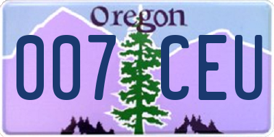 OR license plate 007CEU