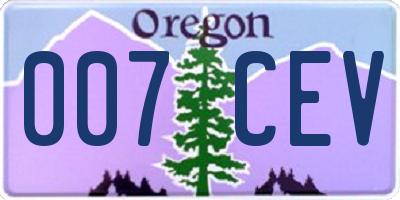 OR license plate 007CEV