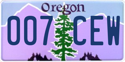 OR license plate 007CEW