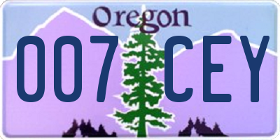OR license plate 007CEY