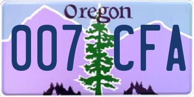 OR license plate 007CFA