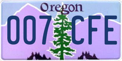 OR license plate 007CFE