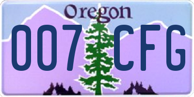 OR license plate 007CFG