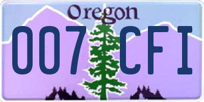 OR license plate 007CFI
