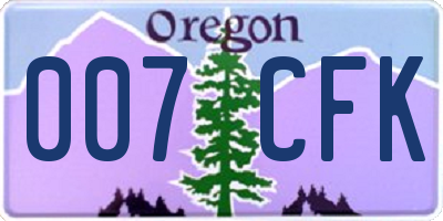 OR license plate 007CFK