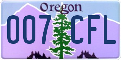 OR license plate 007CFL