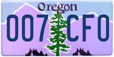 OR license plate 007CFO