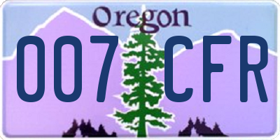 OR license plate 007CFR