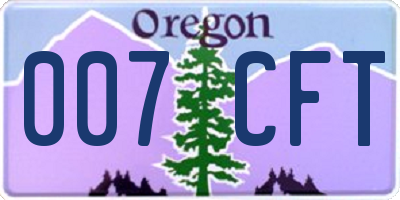 OR license plate 007CFT