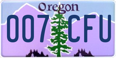 OR license plate 007CFU