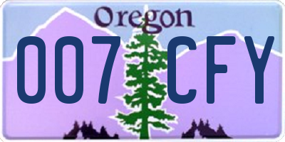 OR license plate 007CFY