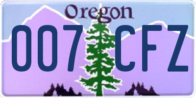 OR license plate 007CFZ