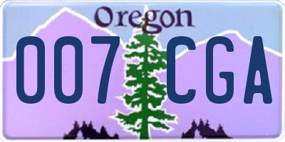 OR license plate 007CGA