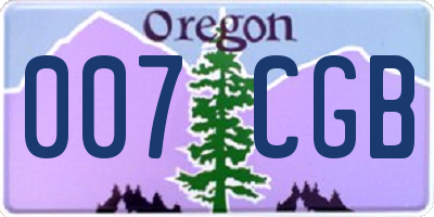 OR license plate 007CGB