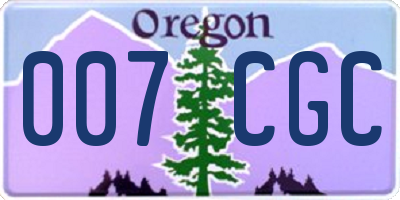 OR license plate 007CGC