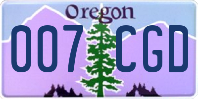 OR license plate 007CGD
