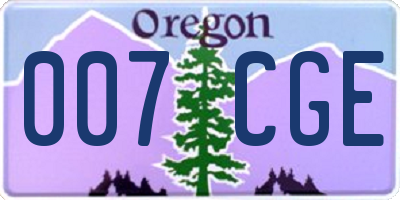OR license plate 007CGE