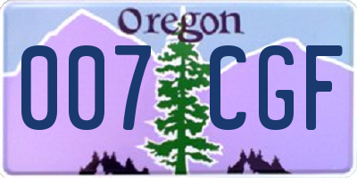 OR license plate 007CGF