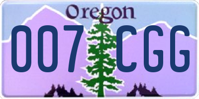 OR license plate 007CGG