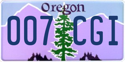 OR license plate 007CGI