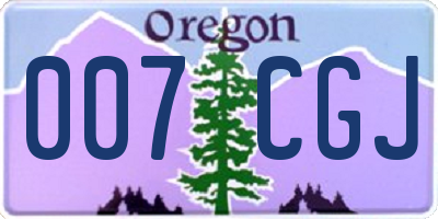 OR license plate 007CGJ