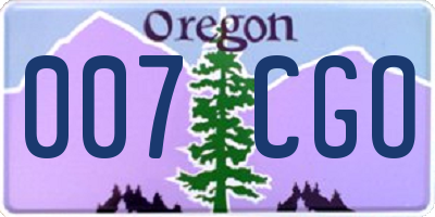 OR license plate 007CGO