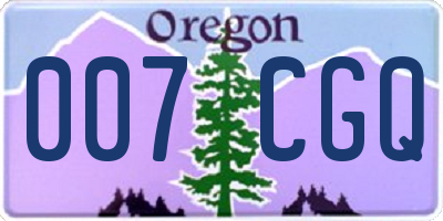 OR license plate 007CGQ