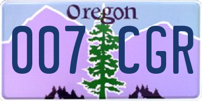 OR license plate 007CGR