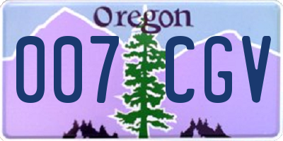 OR license plate 007CGV