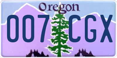OR license plate 007CGX