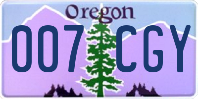 OR license plate 007CGY