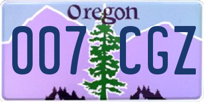 OR license plate 007CGZ