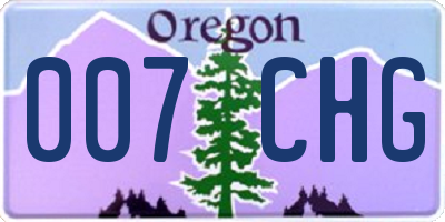 OR license plate 007CHG