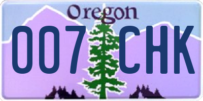 OR license plate 007CHK