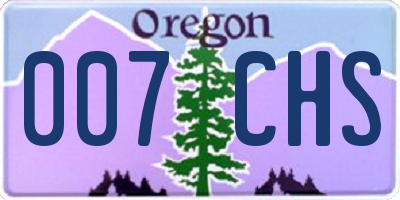 OR license plate 007CHS