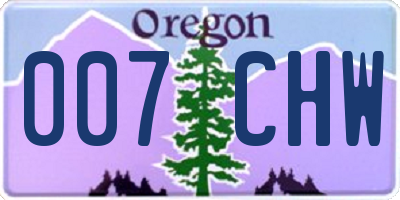 OR license plate 007CHW