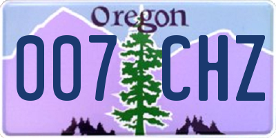 OR license plate 007CHZ