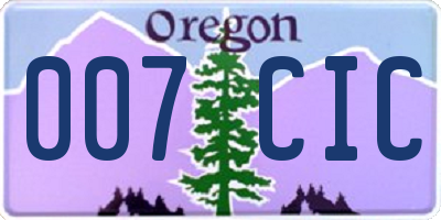 OR license plate 007CIC