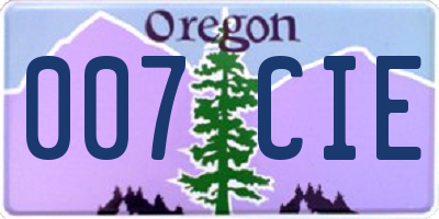 OR license plate 007CIE