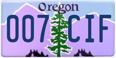 OR license plate 007CIF