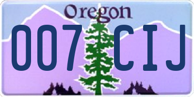 OR license plate 007CIJ