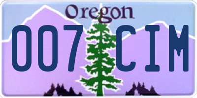 OR license plate 007CIM